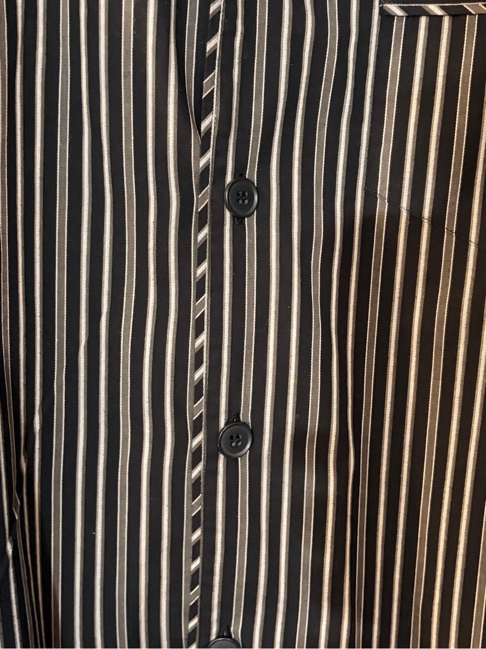 Cotton Murano Long Sleeve Pajama Two Piece Set size Medium Black Gray Stripe